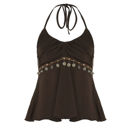 Lumen Metallic Halter Top