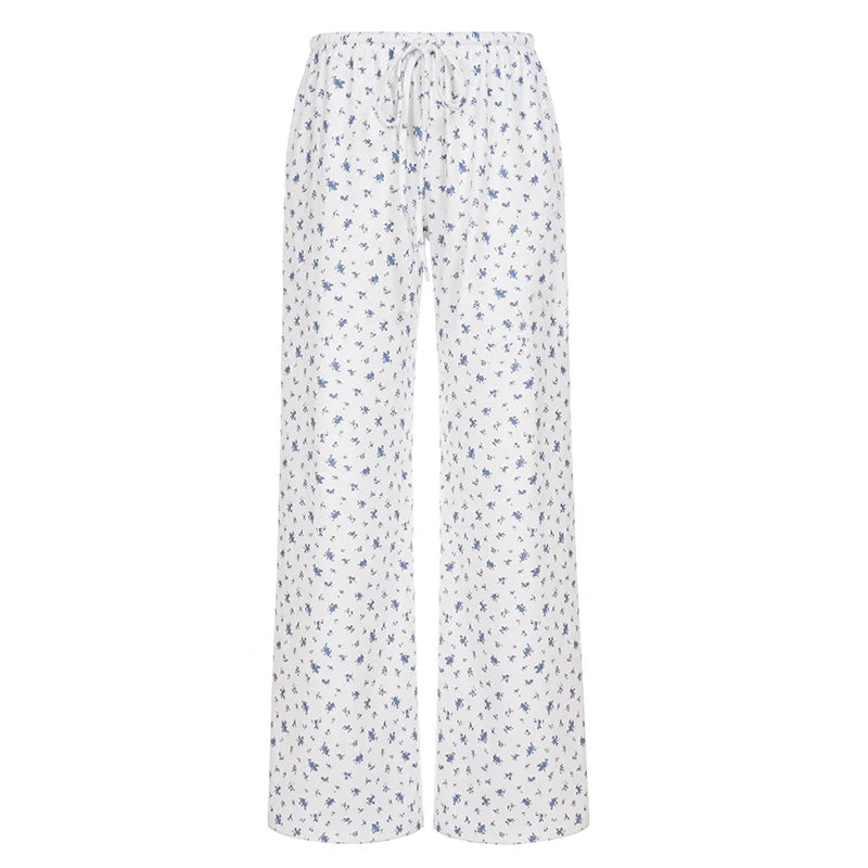 Grey Floral Drawstring Lounge Pants