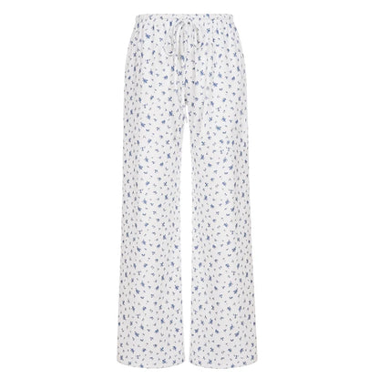 Grey Floral Drawstring Lounge Pants