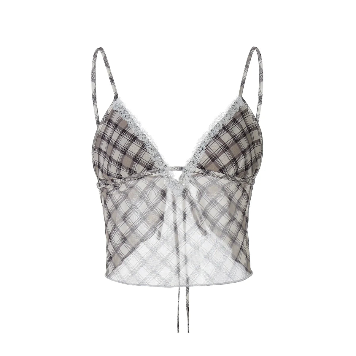 Alize Lace Trim Plaid Skirt Set