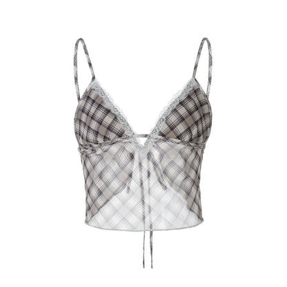 Alize Lace Trim Plaid Skirt Set