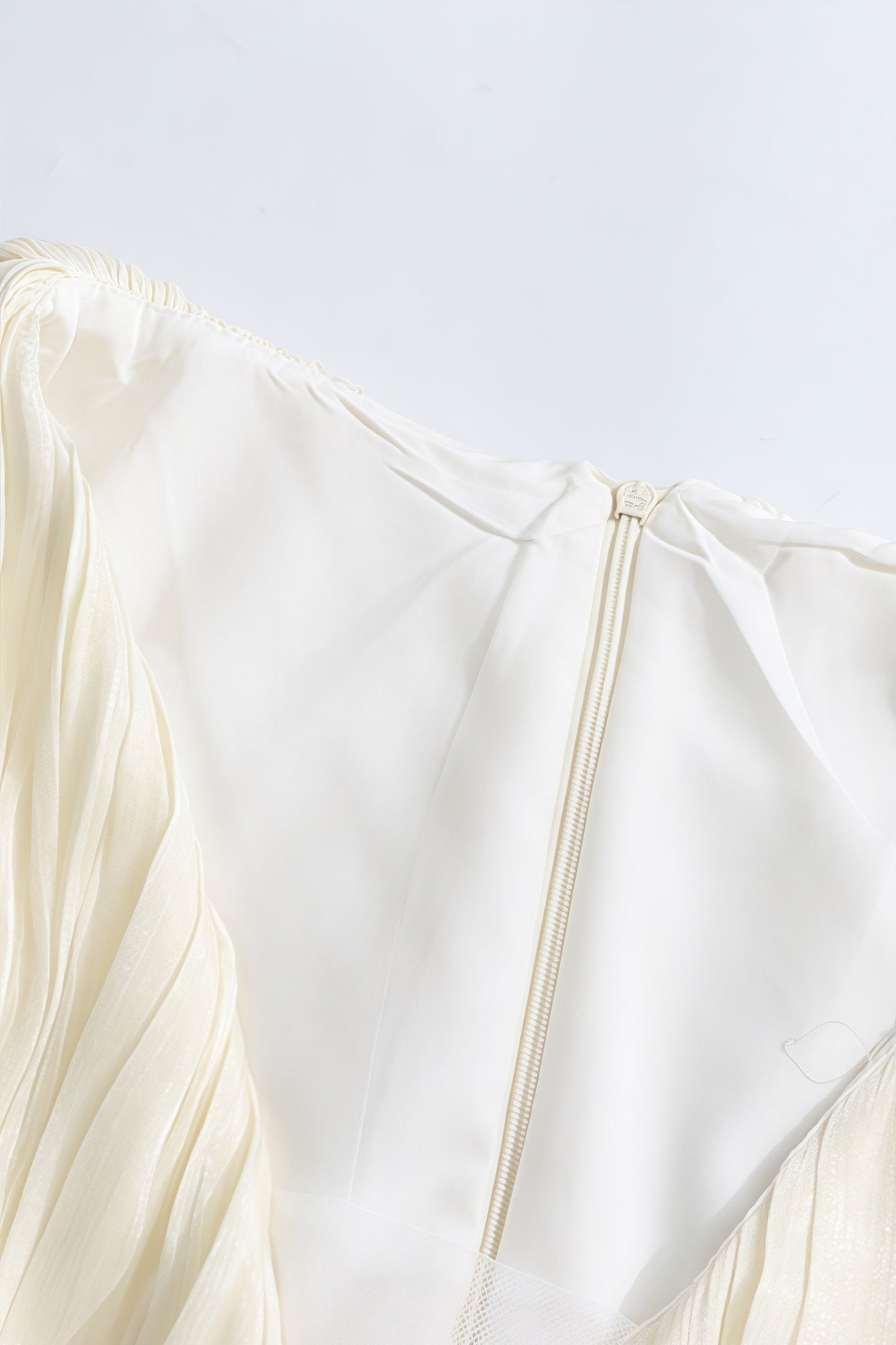 Clark White 3D Flower Pleated Mini Dress
