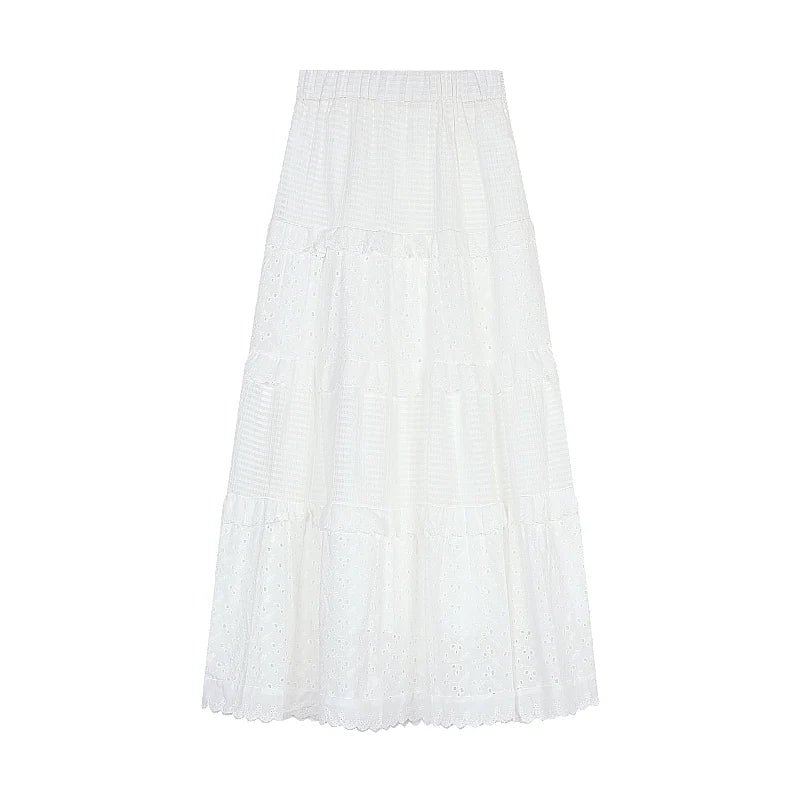 Aaralyn Tiered Lace Midi Skirt