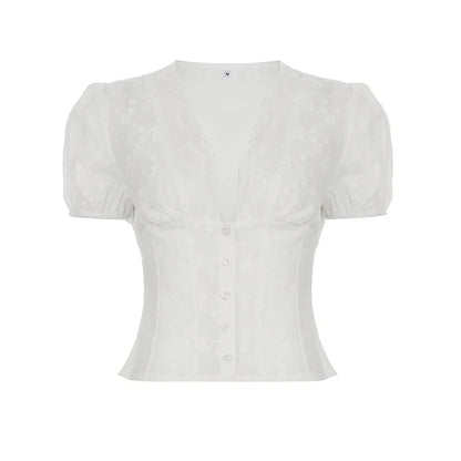 Ellarae Lace Puff Sleeve Crop Top