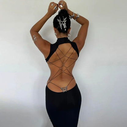 Aviva Backless Lace-Up Dress