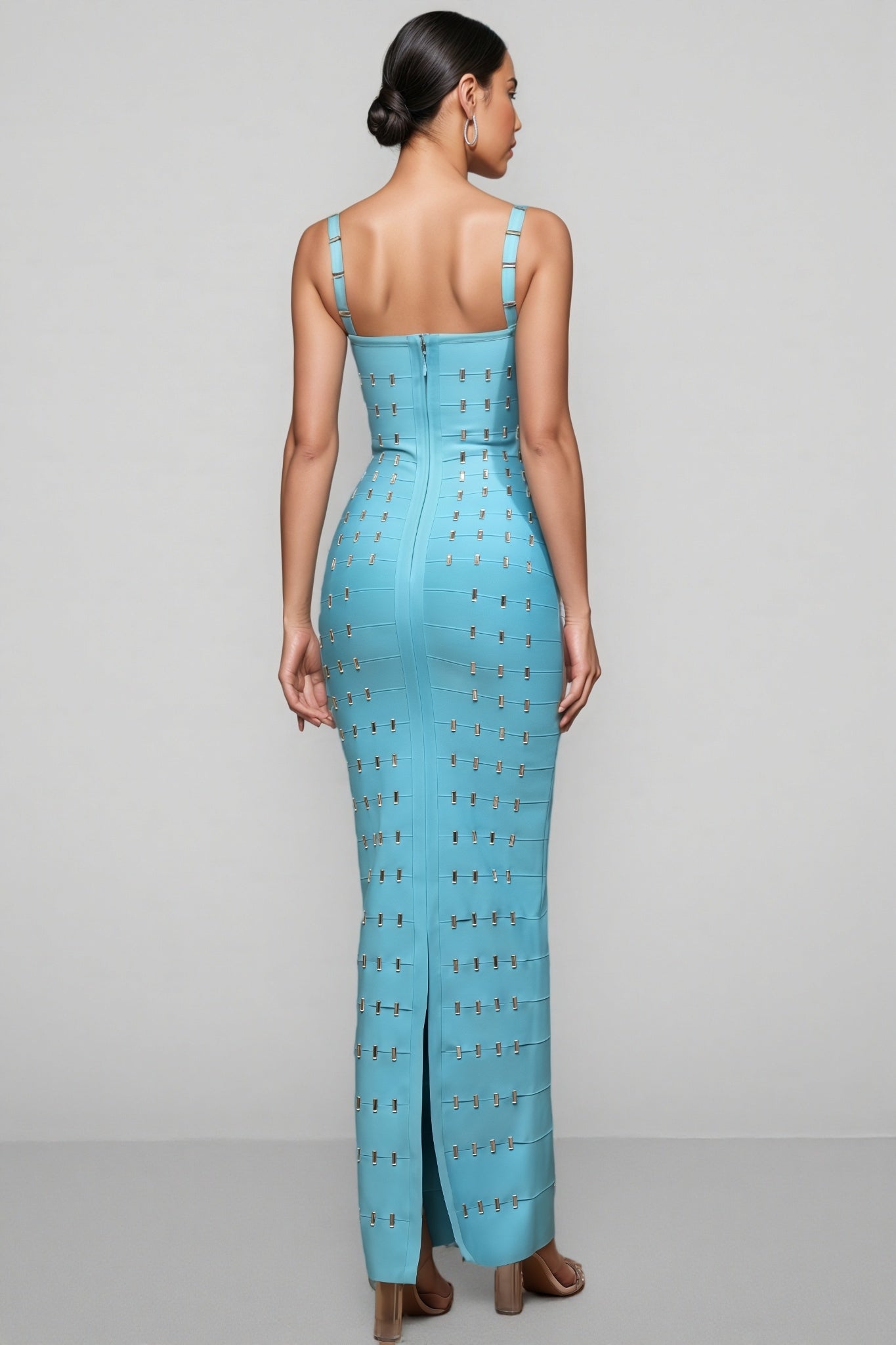Andesd Blue Strapless Slit Maxi Dress