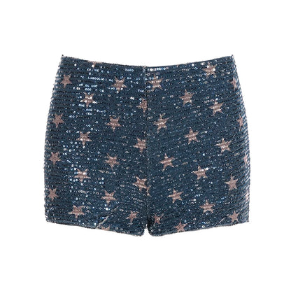 Laikynn Blue Sequin Shorts