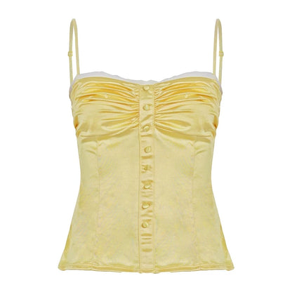 Ameena Pleated Satin Crop Top