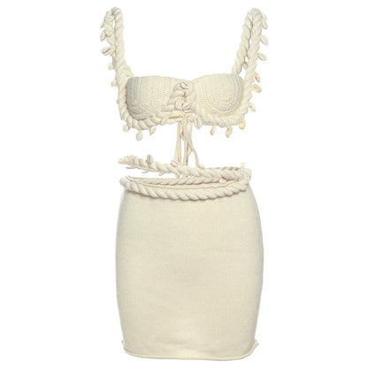 Twist Front Cutout Skirt Set