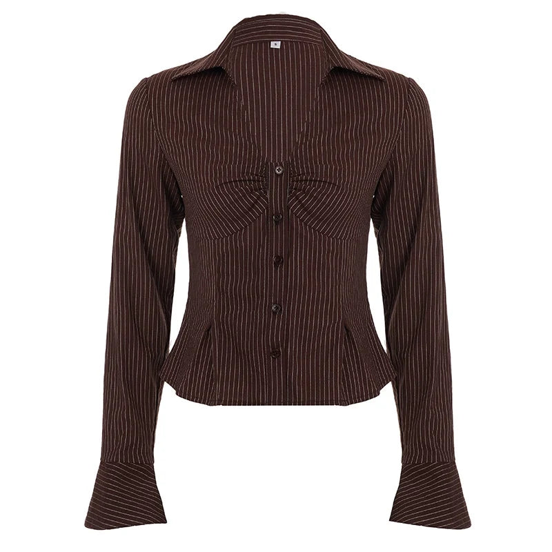 Ailen Striped V-Neck Shirt
