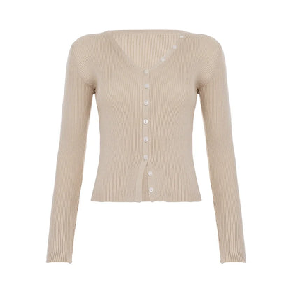 Karaline Ribbed Knit V-Neck Top