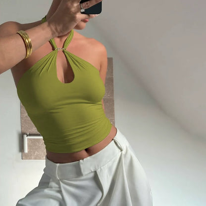 Lahna Halter Backless Crop Top