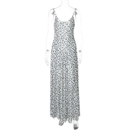 Zulema Polka Dot Mesh Midi Dress