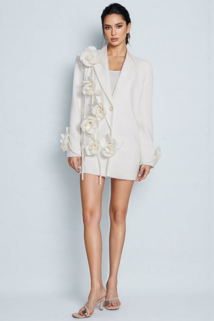 Faunr Long Sleeve Lapel 3D Floral Blazer