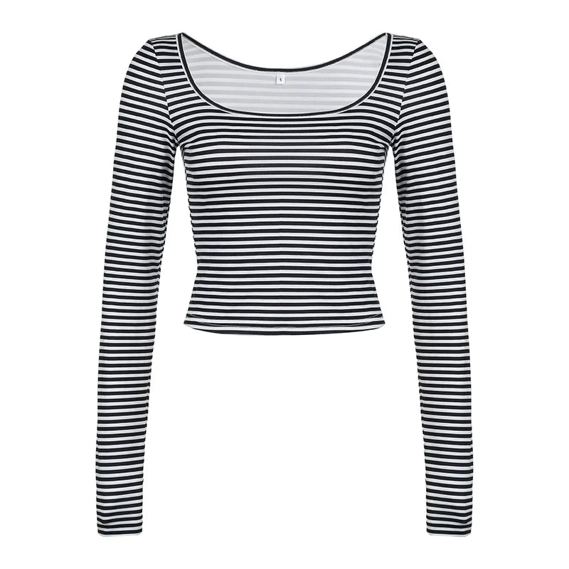 Lauren Striped Long Sleeve Crop Top