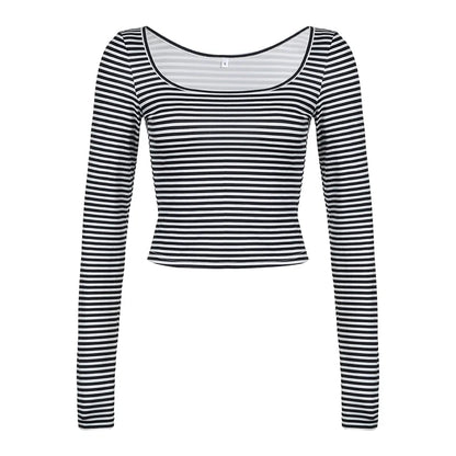 Lauren Striped Long Sleeve Crop Top