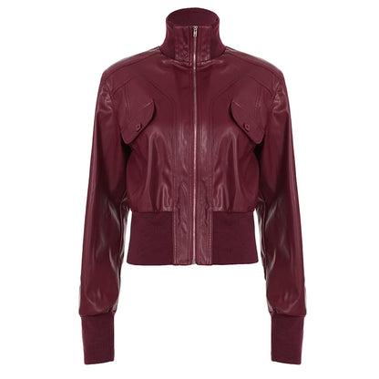 Florencia Cropped Faux Leather Jacket