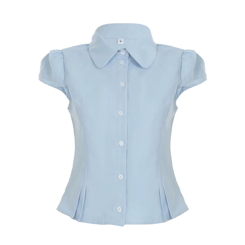 Esmee Pleated Button-Up Blouse