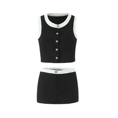 Vivianna Black Tweed Skirt Set