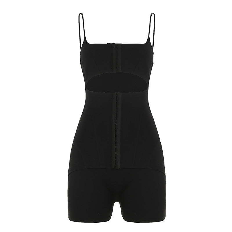 Cut-Out Corset Romper