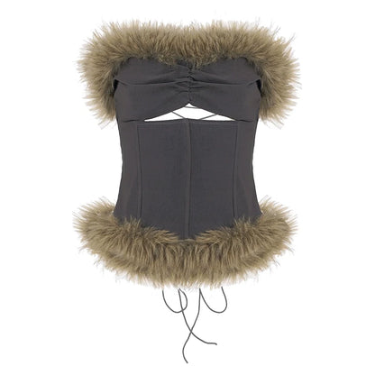 Montserrat Faux Fur Halter Top