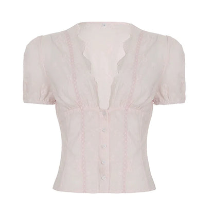 Ellarae Lace Puff Sleeve Crop Top