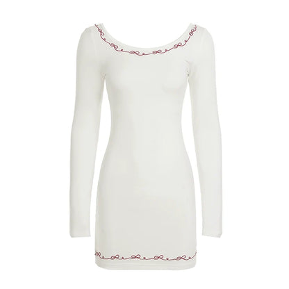 Frida Embroidered Long Sleeve Mini Dress