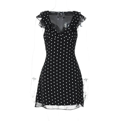 Davina Ruffled Polka Dot Mini Dress