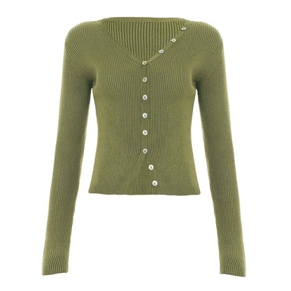 Karaline Ribbed Knit V-Neck Top