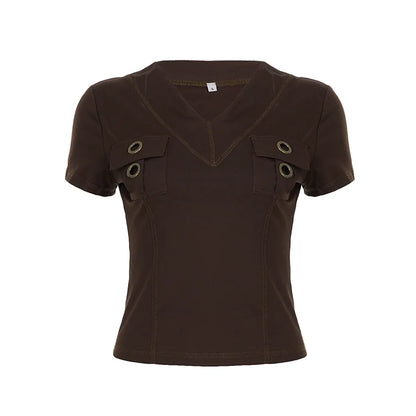Ishika Fitted V-Neck Crop Top