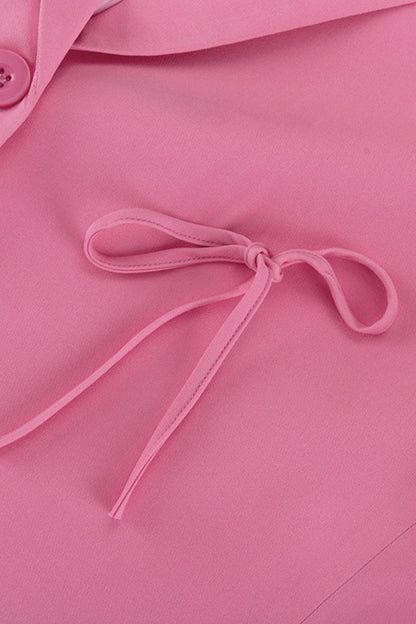 Pink Bow Pocketed Blazer