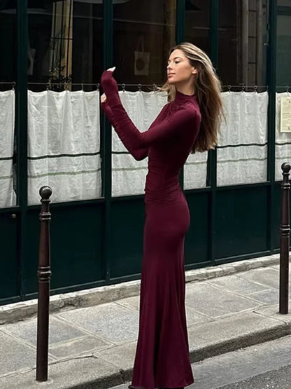 Elegant Full Sleeve A-Line Party Dress