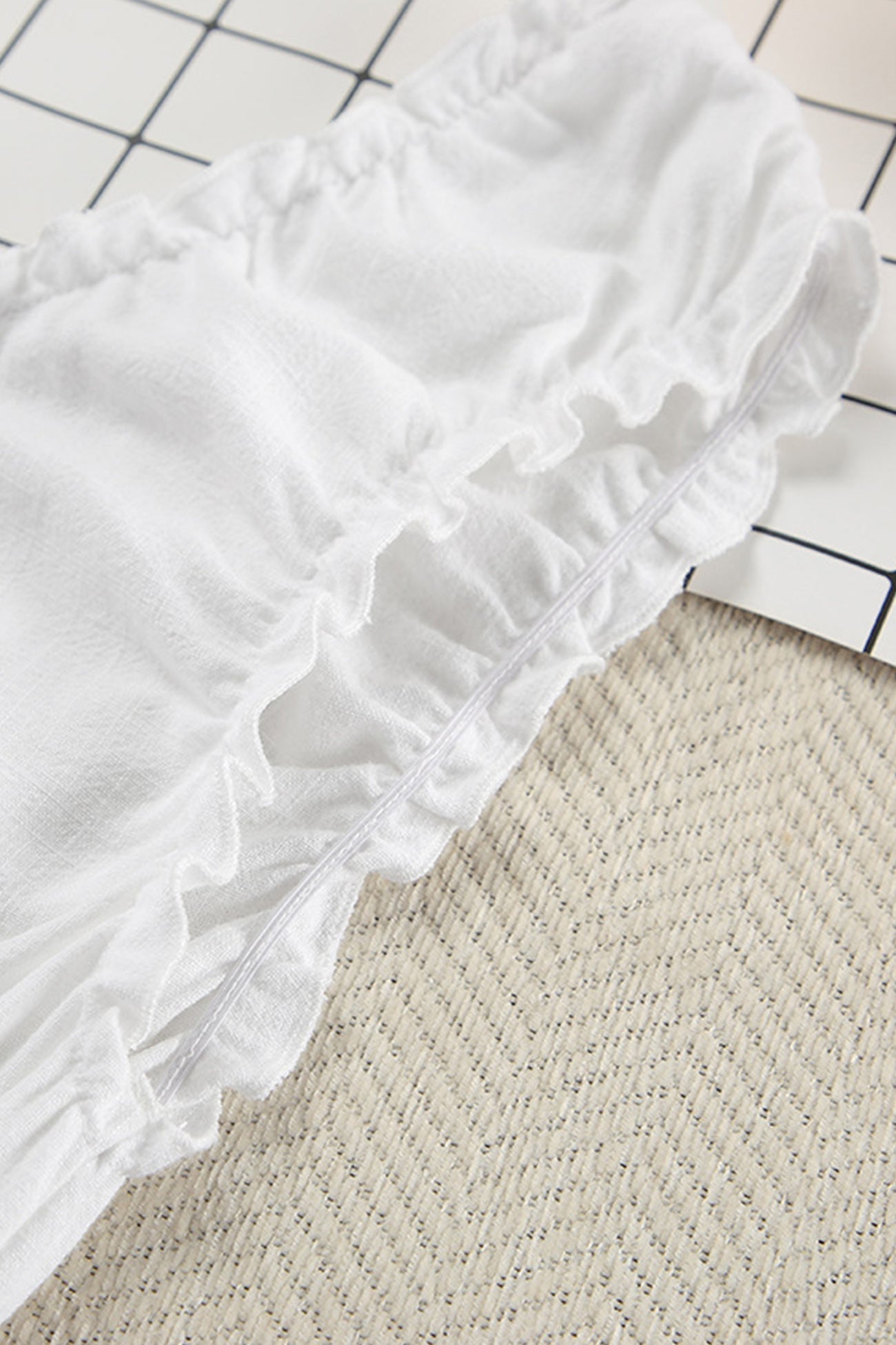 Ruched V Neck Button-down Linen Dress