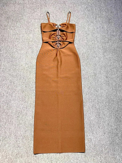 Sexy Spaghetti Strap Hollow Out Bandage Black Green Sleeveless Party Dress