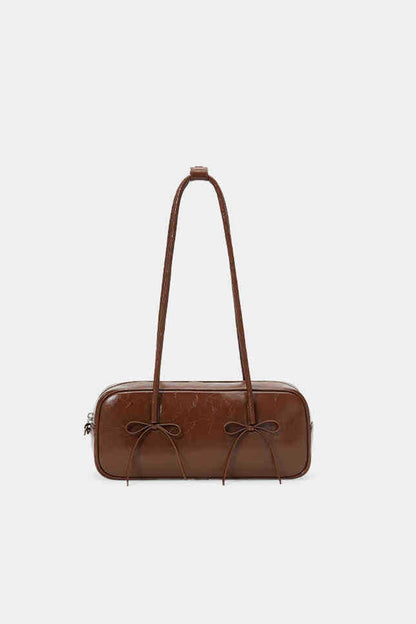 Solid Color Bow-tied Top-handle Bag