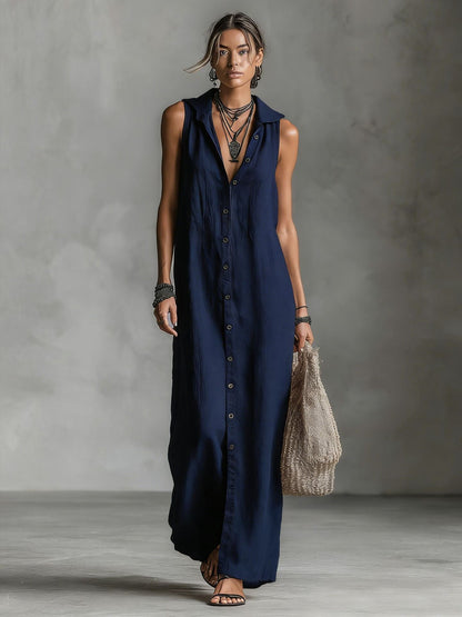 Patchwork Solid Color Long Dress