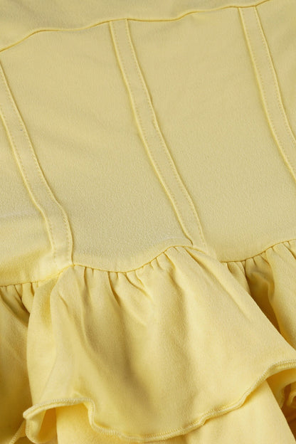 Solid Color Halter Waist-Tie Puff Mini Dress
