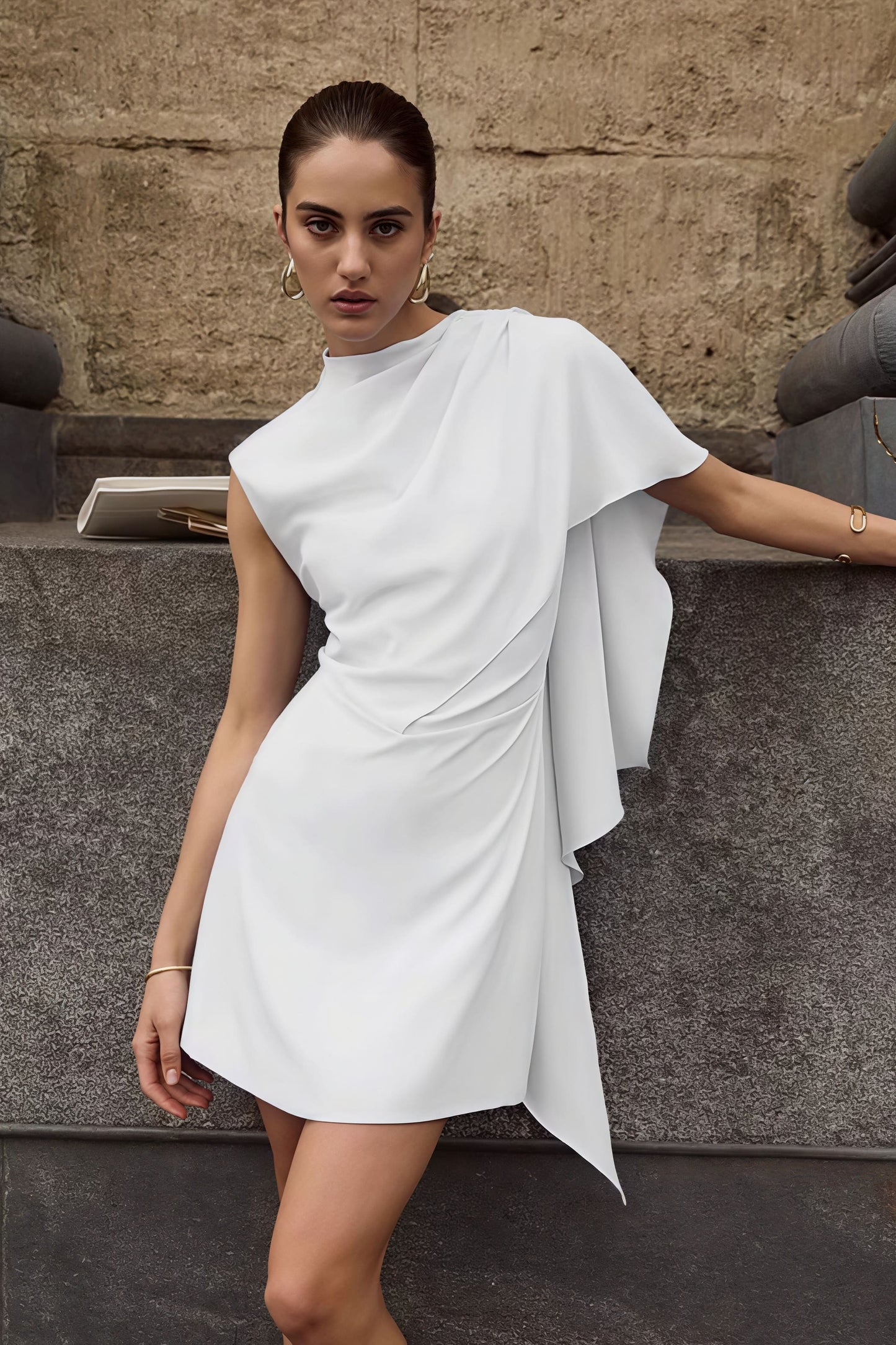 Simple Irregular Sleeveless Waist Mini Dress