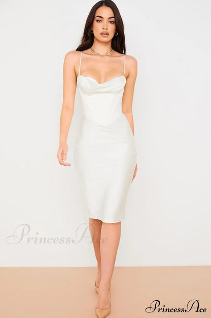 Absolute Elegance Satin Charming Corset Midi Dress