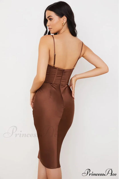 Absolute Elegance Satin Charming Corset Midi Dress