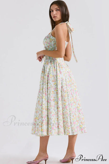 Adabella Cotton Stylish Halter Midi Sundress