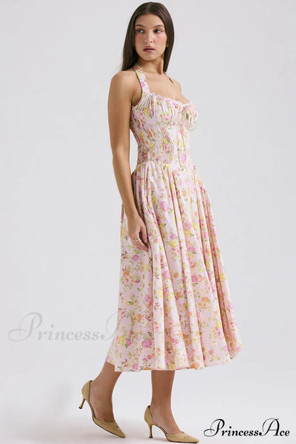 Adabella Cotton Stylish Halter Midi Sundress