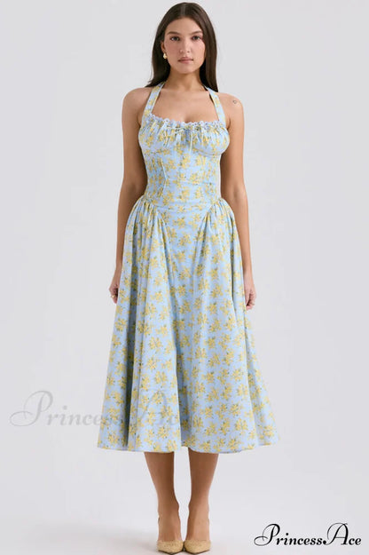 Adabella Cotton Stylish Halter Midi Sundress