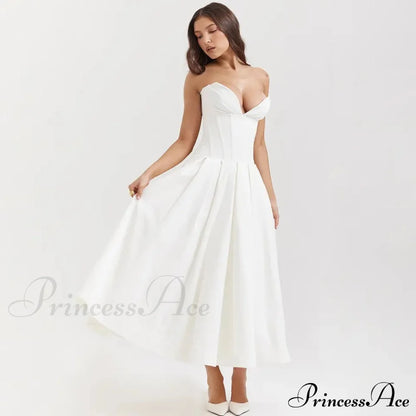 Adriana Midi A-Line Charming Strapless Corset Dress