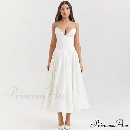 Adriana Midi A-Line Charming Strapless Corset Dress