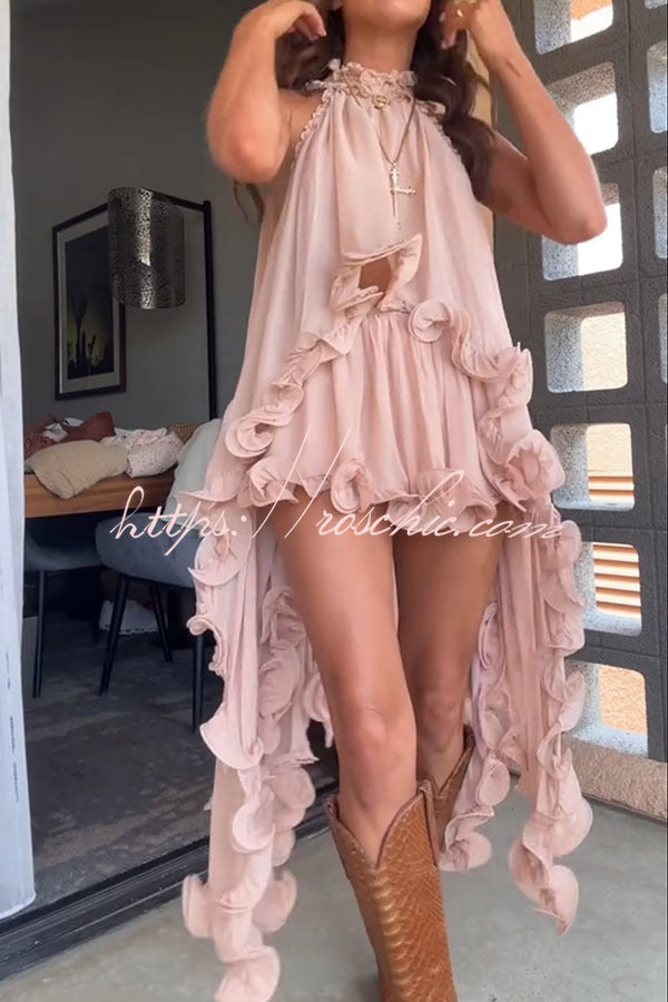 Romantic Drama Chiffon Wavy Ruffles Elastic Waist Loose Shorts (Shipped Within 24 Hours)