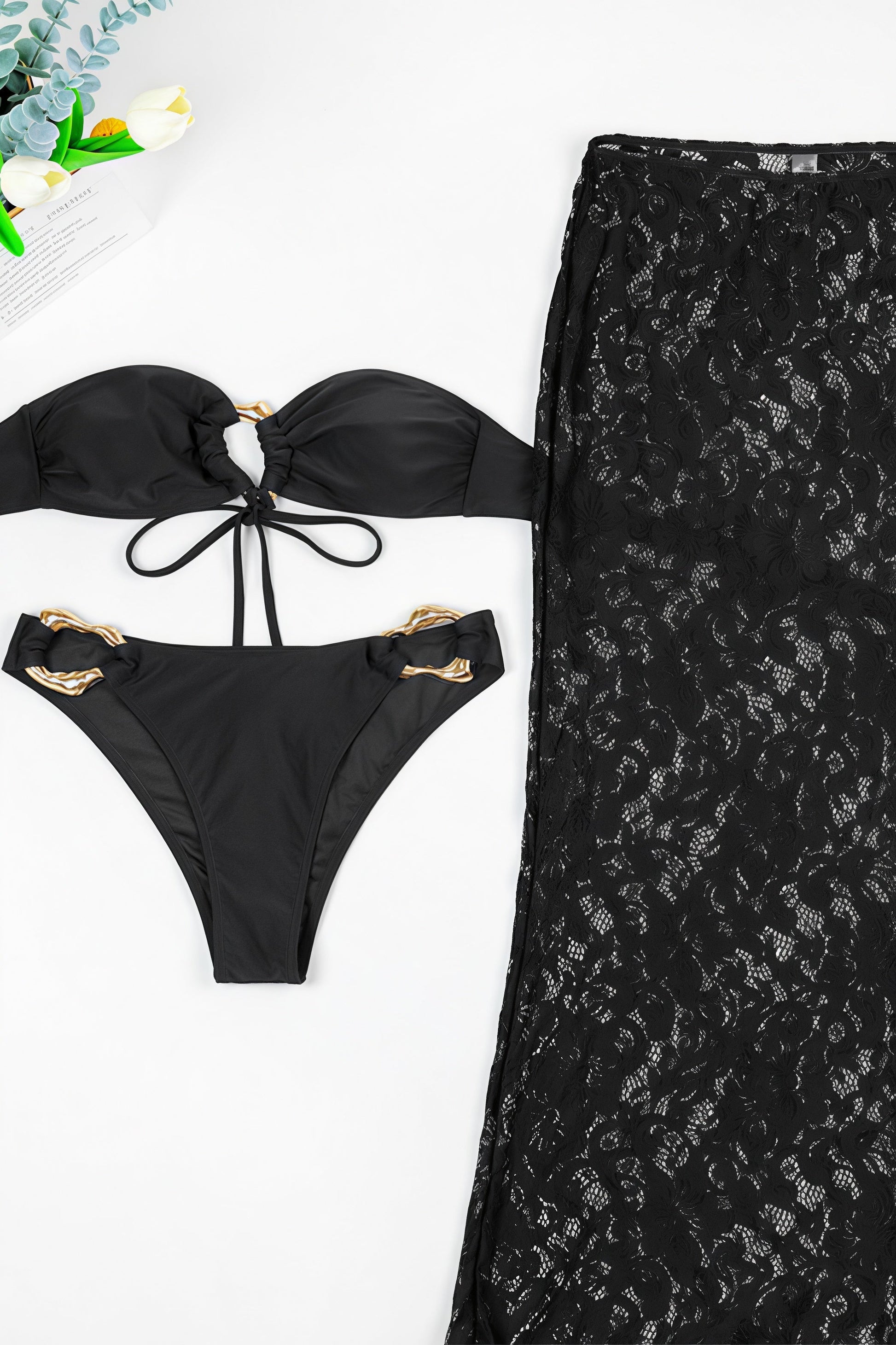 Lace Split Three Piece Swim Sets