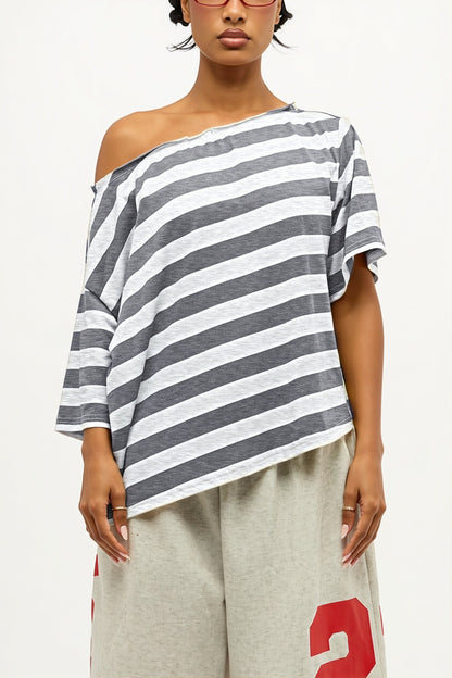 Casual Colorful Striped Loose T-Shirt
