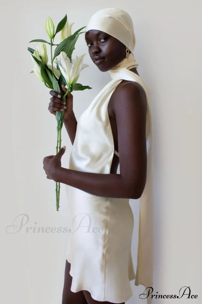 Astrella Neck Wrap Charming Midi A-Line Dress