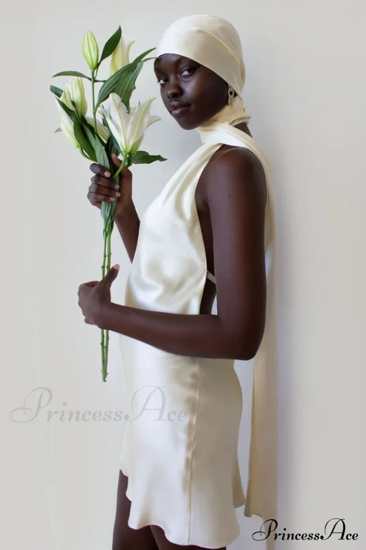 Astrella Neck Wrap Charming Midi A-Line Dress